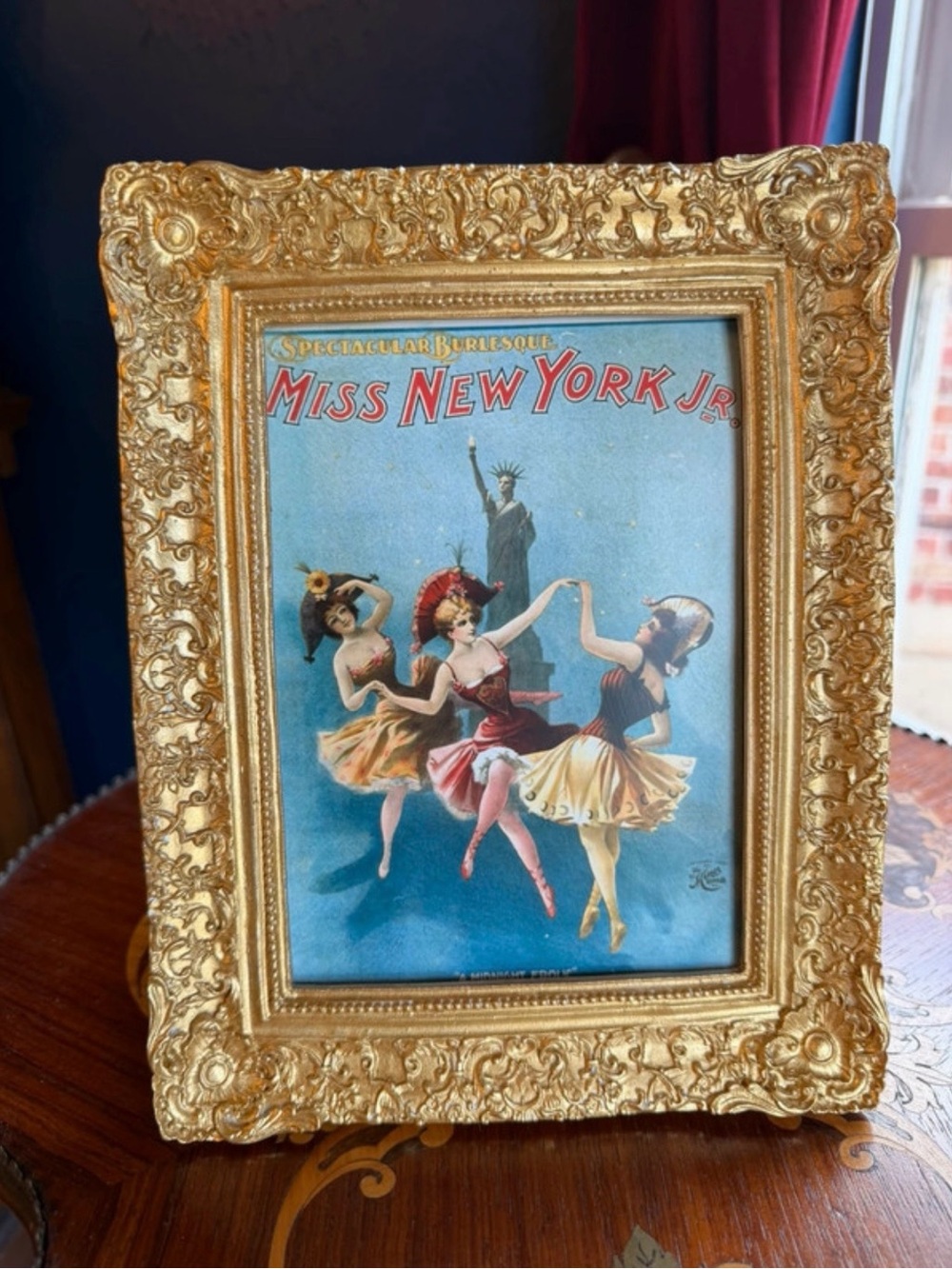 Vintage Victorian Style Print in Gold Ornate Frame